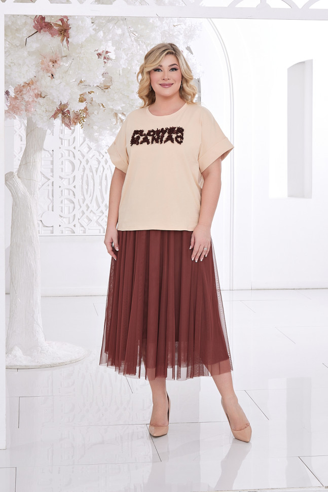 Футболка Лила тр.52-250001-006-66 Flower Maniac беж