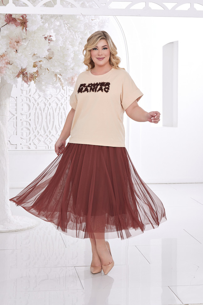 Футболка Лила тр.52-250001-006-66 Flower Maniac беж