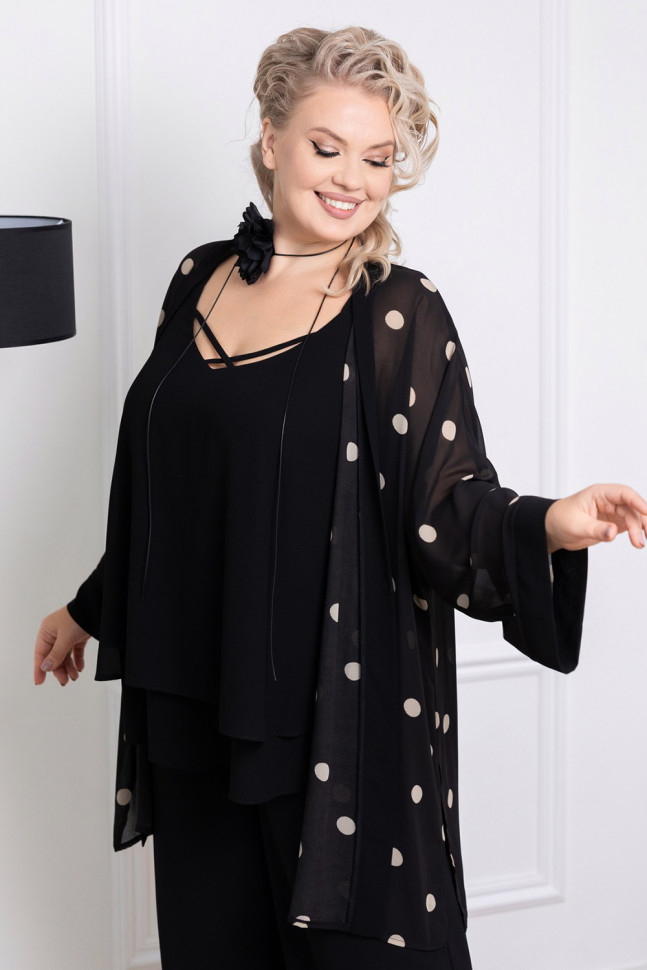 Жакет 132615 черно-бежевый